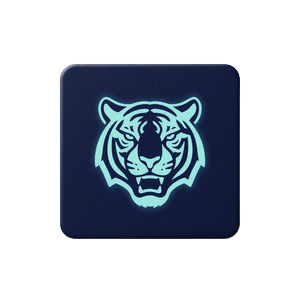 Red Tiger Gaming Provider Logo mit Tiger-Icon in Cyan