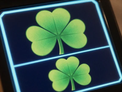 Lucky Jackpot Slot mit leuchtendem Kleeblatt-Motiv und cyanen Akzenten
