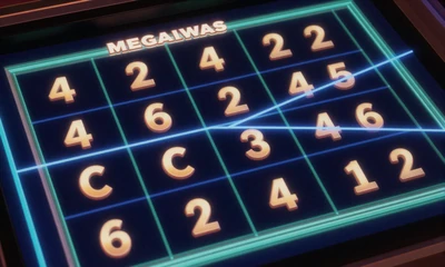 Megaways Slot mit dynamischen Walzen und blauen Gewinnlinien im Online Casino